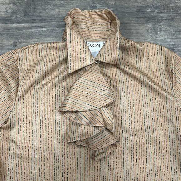 Vintage Devon Women Pullover Blouse Shirt Size Medium 70s 80s Ruffle USA Made - Picture 2 of 7